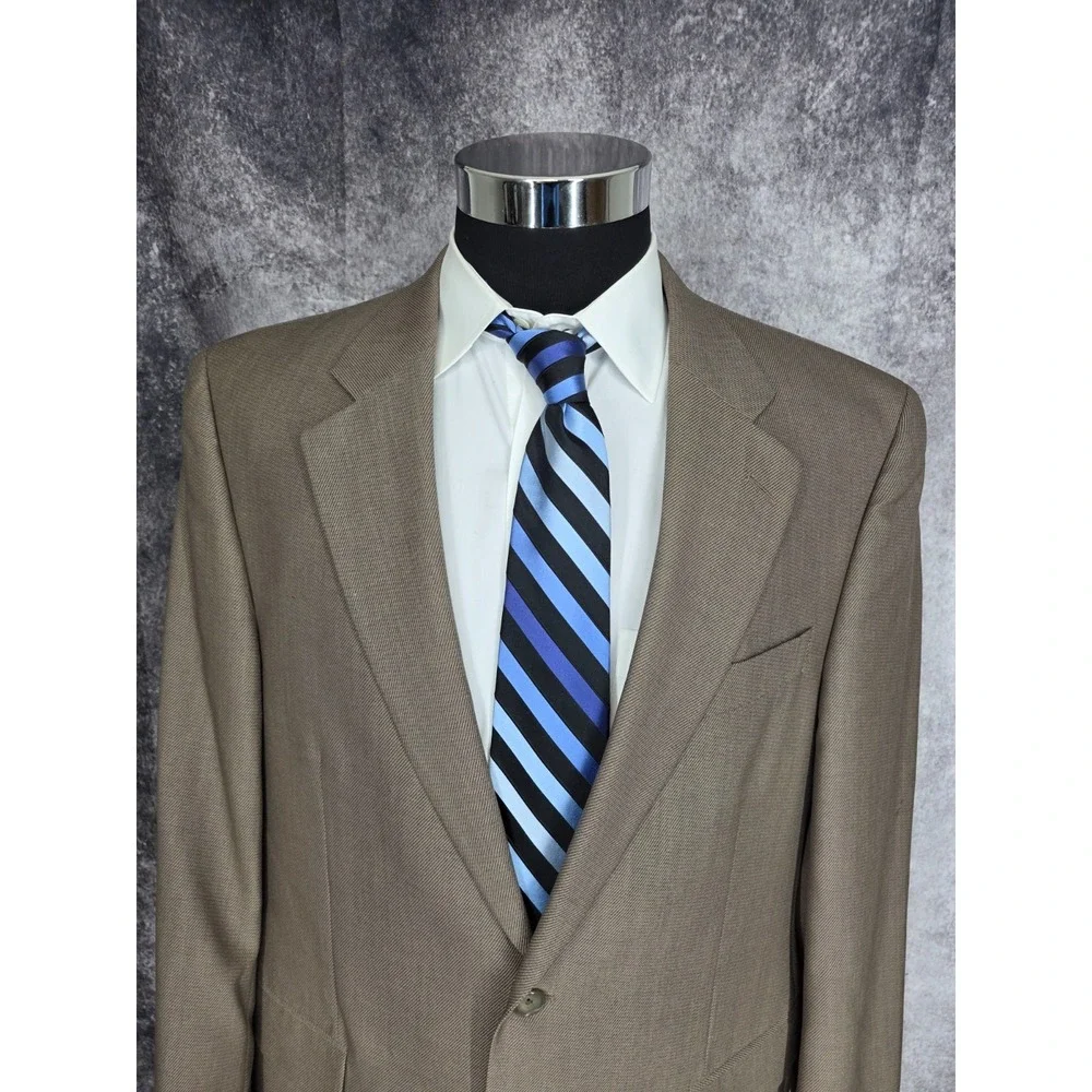 Paul Dione 2 Piece Suit Mens 43R Brown Wool Blazer Jacket 36x30 Pants Cuffed‎ *